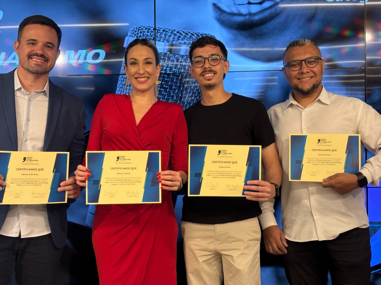 Marcius Ariel, Marusa Trevisan, Felipe Coloma e Rafael de Paula representaram a equipe do Canal Rural — Foto: Divulgação