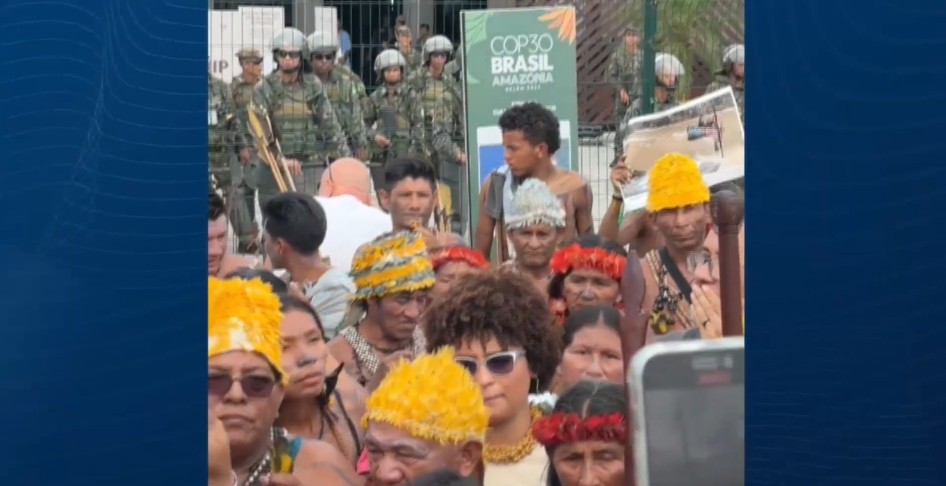 Protesto na entrada da COP30 atrasa acesso de delegações e imprensa