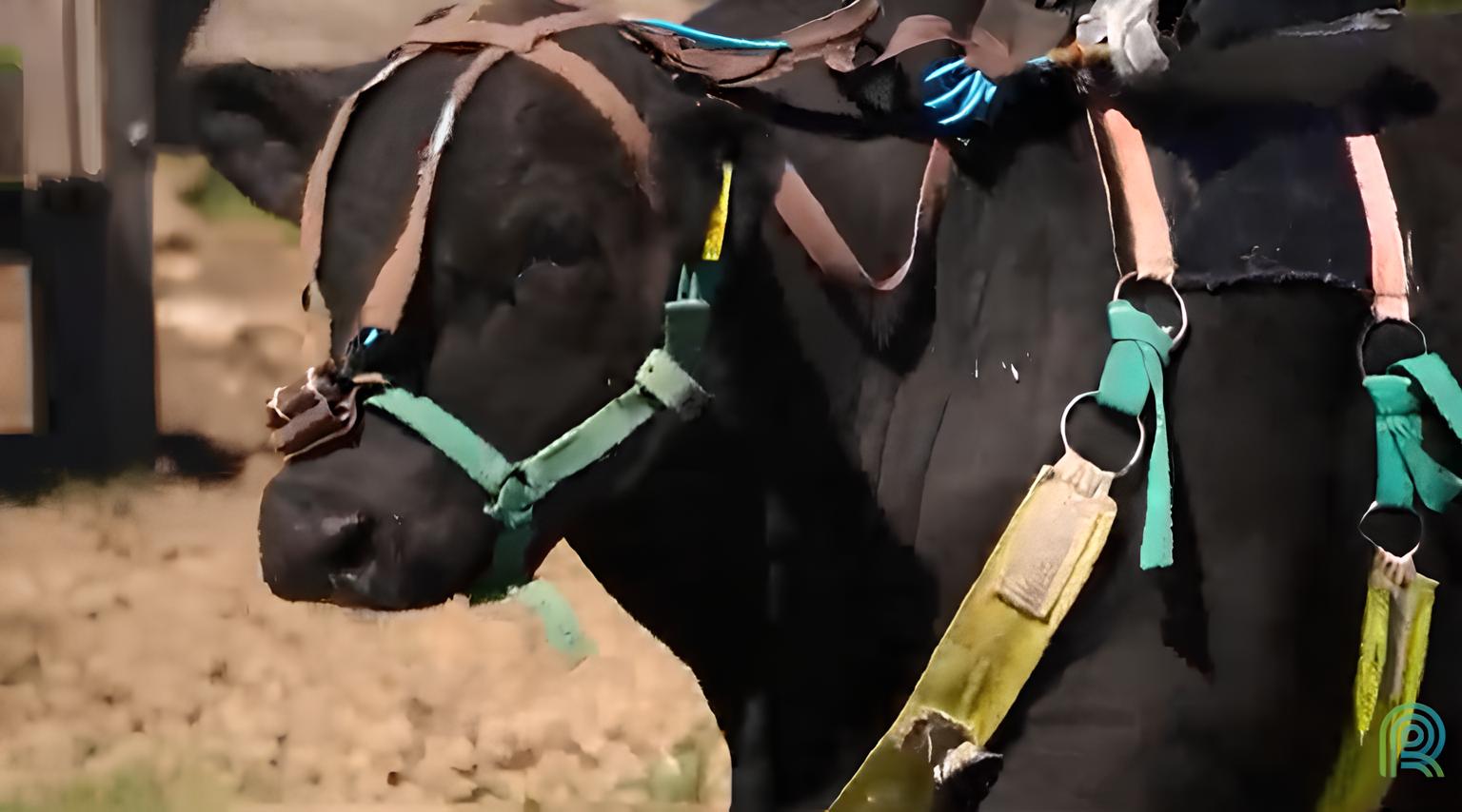Imagem mostra animal usando mochila durante demonstração de projeto da Embrapa